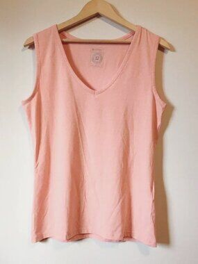 Killtec Peachy Coral Cotton Blend V-Neck Tank Top Size 10 Sporty Basic